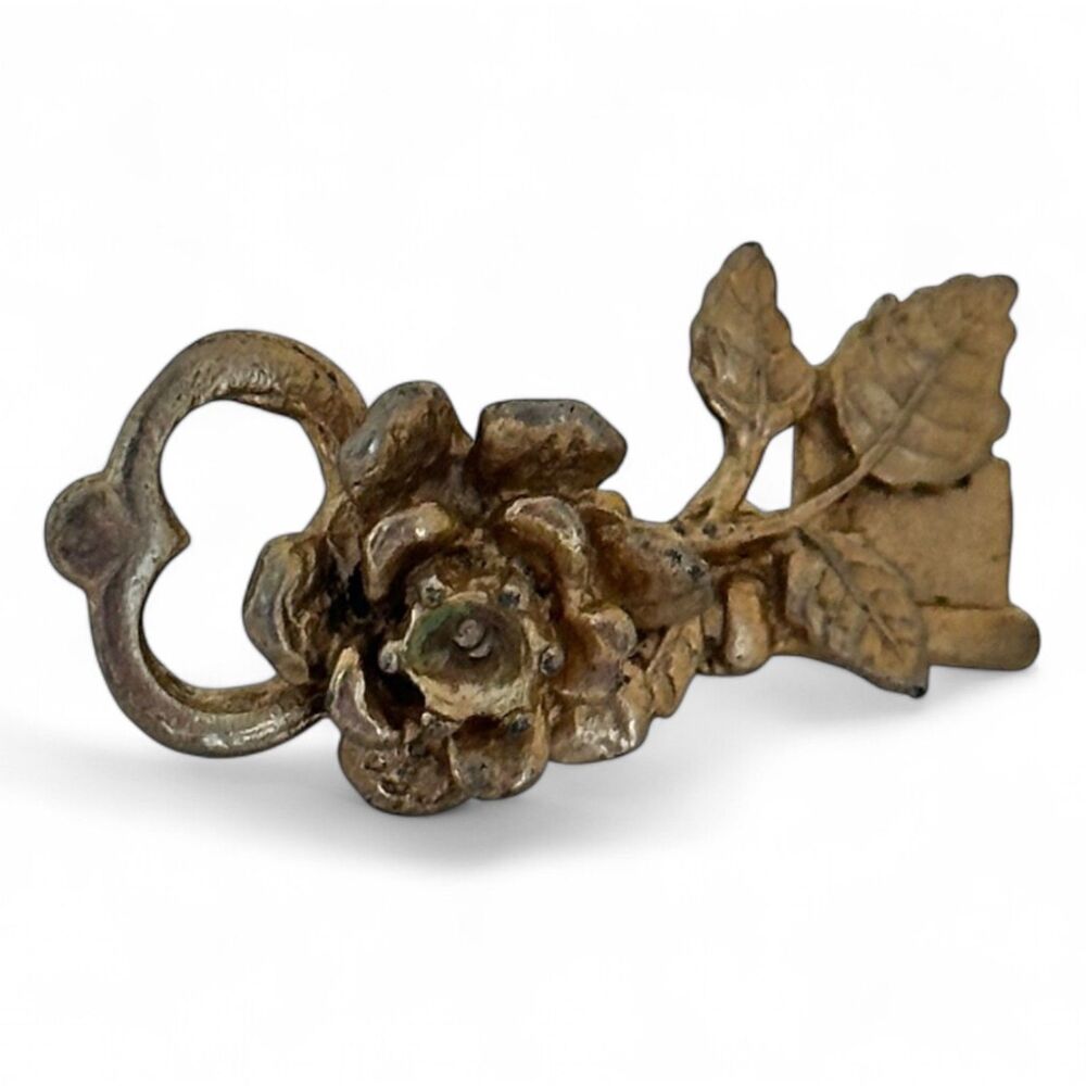 Vintage Gold Tone Key Rose Brooch
